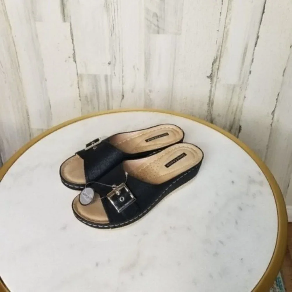 GC Good Choice Shoes JUSTINA WEDGE SANDAL Black Wedge